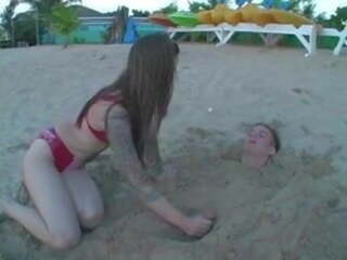 Lover Plays with Slave in a Beach, sex clip b4
