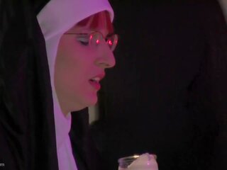 Roleplay Done Right As excellent Redhead Nun Rides A Hard Wooden Dildo Under Rule Of alluring Priest