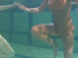 Sensational Chicks Irina and Anna Swim Naked in the Pool