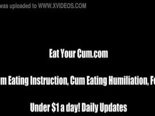 Lick your pecker clean of your cum CEI