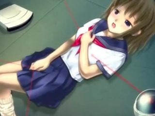 Anime babe in school uniform masturbating pussy