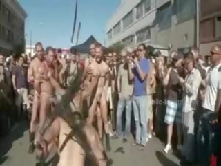 Public Plaza With Stripped Men Prepared For Wild Coarse Violent Gay Group adult video
