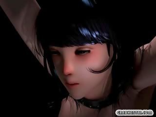 Chained 3D animated darling fingering pussy
